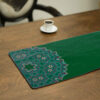 Persian Elegance Green Velvet Table Runner Shams