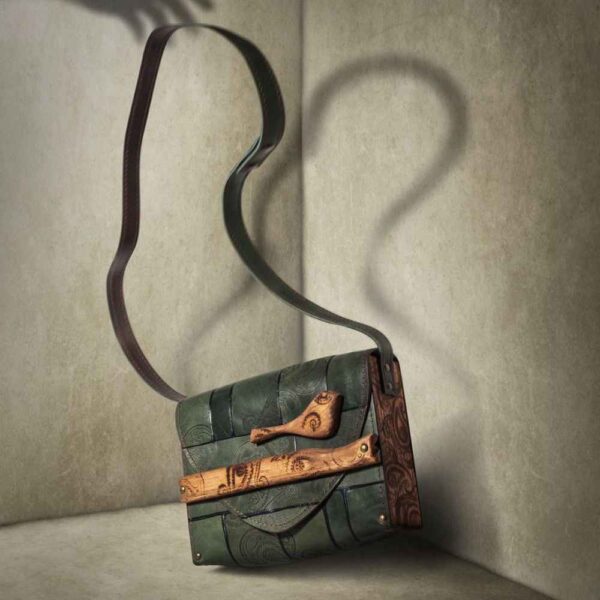 Luxurious Handcrafted Leather Crossbody Shoulder Bag - Birds Design