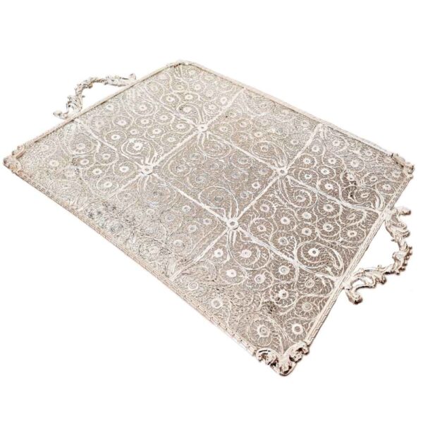 Persian Malileh Kari Silver Tray Dish Model Javid