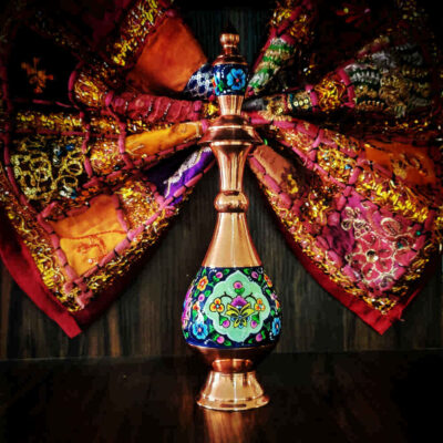 Decorative Copper Bottle Persian Minakari Enamel Parvaz