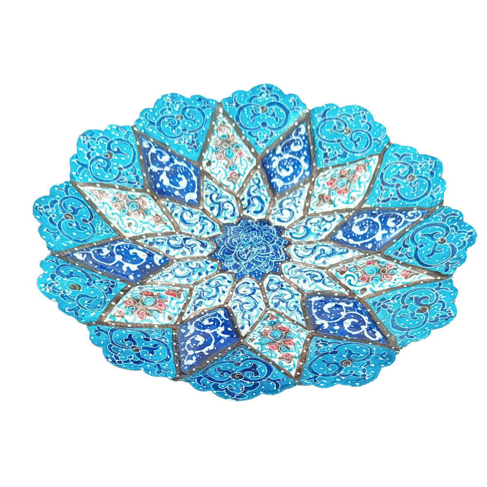 Decorative Copper Wall Plate Hand-Painted with Persian Minakari Enamel Abtin