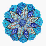 Decorative Copper Plate Hand-Painted with Persian Minakari Enamel Abtin