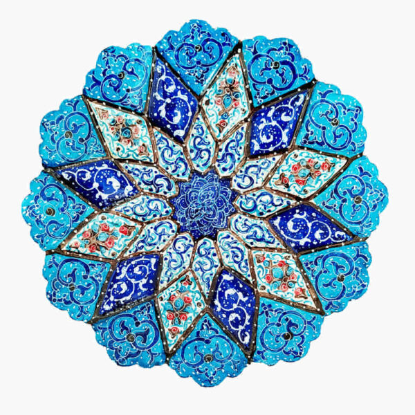 Decorative Copper Wall Plate Hand-Painted with Persian Minakari Enamel Abtin