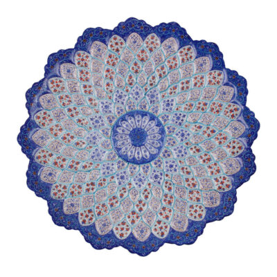 Decorative Copper Plate Hand-Painted with Persian Minakari Enamel Azar