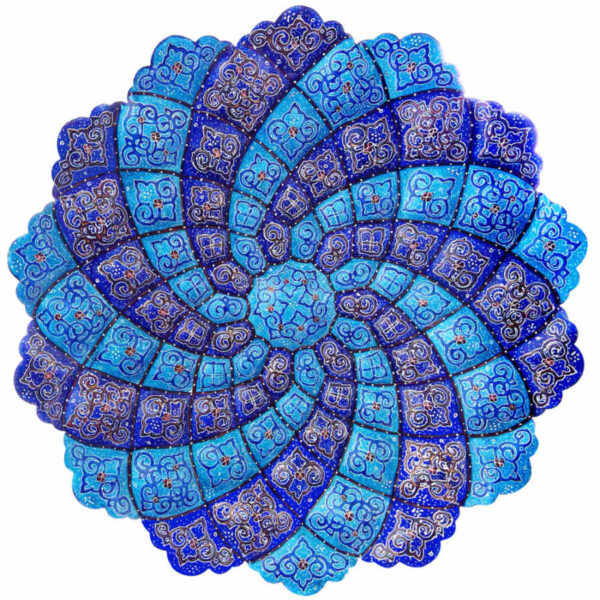 Decorative Copper Wall Plate Hand-Painted with Persian Minakari Enamel Ahoora