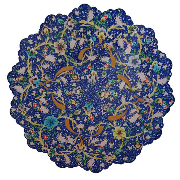 Decorative Copper Wall Plate Hand-Painted with Persian Minakari Enamel Alvand Floral