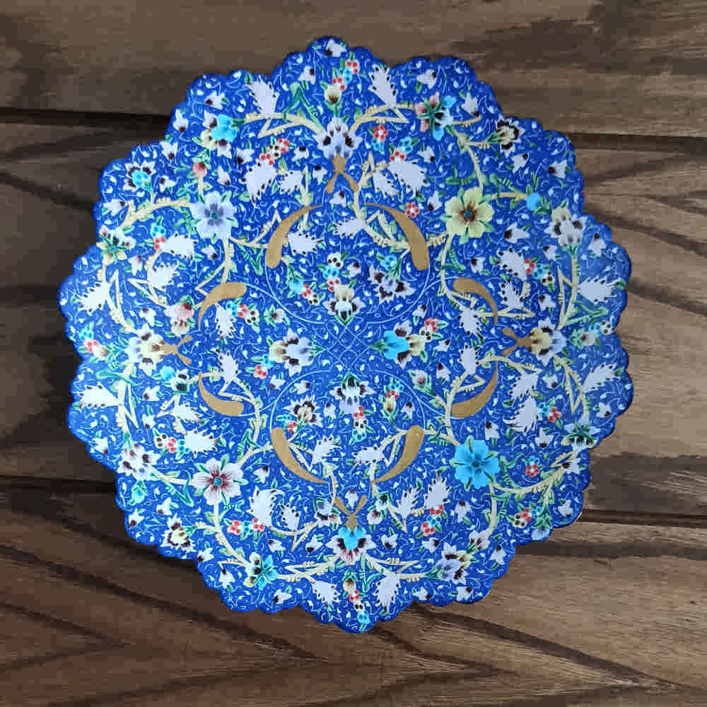 Decorative Copper Wall Plate Hand-Painted with Persian Minakari Enamel Alvand Floral