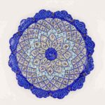 Decorative Copper Plate Hand-Painted with Persian Minakari Enamel Azarakhsh