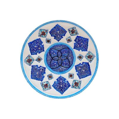Decorative Copper Plate Hand-Painted with Persian Minakari Enamel Bahman