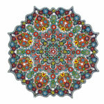 Decorative Pottery Plate Hand-Painted with Persian Minakari Enamel Borzoo