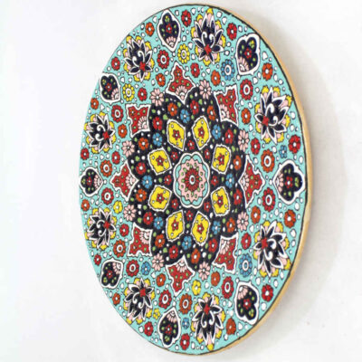 Decorative PotteryWall  Plate Hand-Painted with Persian Minakari Enamel Negar