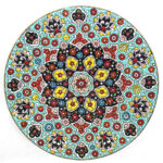 Decorative Pottery Plate Hand-Painted with Persian Minakari Enamel Negar