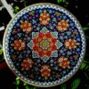 Decorative Pottery Plate Hand-Painted with Persian Minakari Enamel Omid