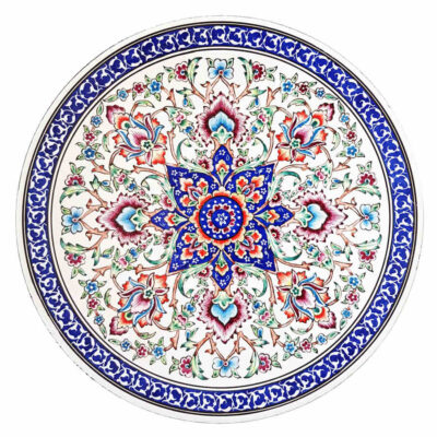 Decorative Copper Plate Hand-Painted with Persian Minakari Enamel Sahar