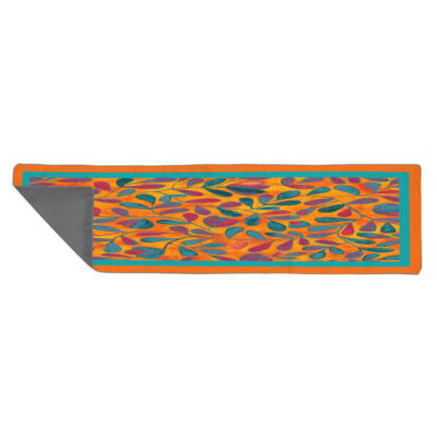 Persian Elegance Orange Velvet Table Runner Atoosa