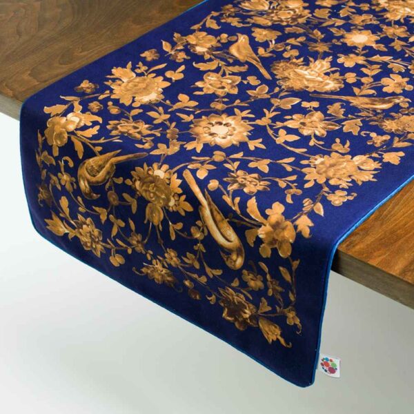 Persian Style Blue Velvet Table Runner Model Hana