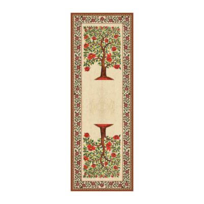 Persian Elegance Cream Velvet Table Runner Khooshe