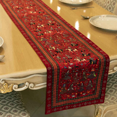 Persian Elegance Red Velvet Runner Bazm Bahram