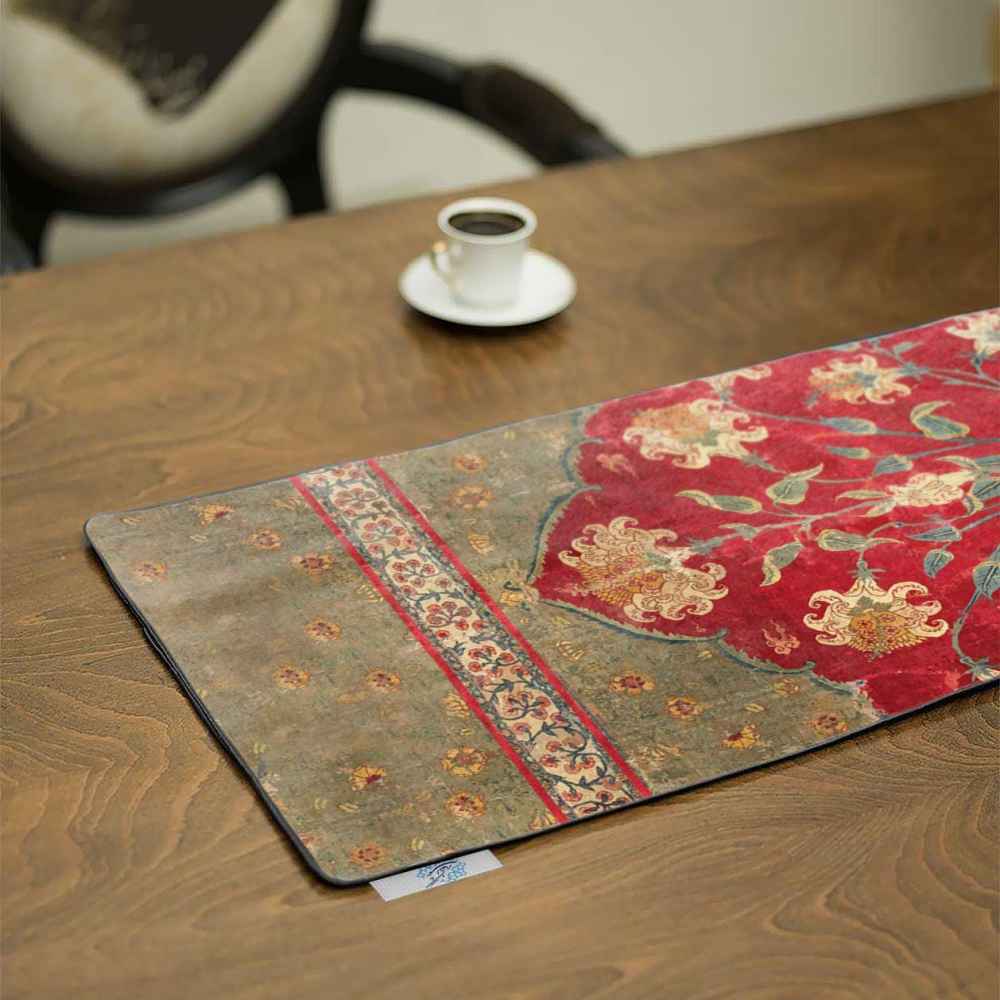 Persian Elegance Red Velvet Table Runner Azin