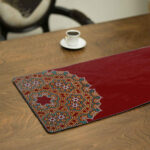 Persian Elegance Red Velvet Table Runner Shams II
