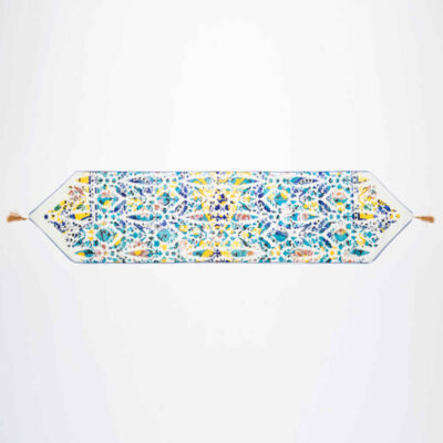 Persian Elegance White Velvet Table Runner Nahal