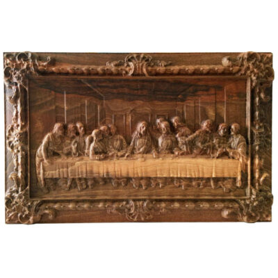 Framed Wood Carved Art Artistic The Last Supper