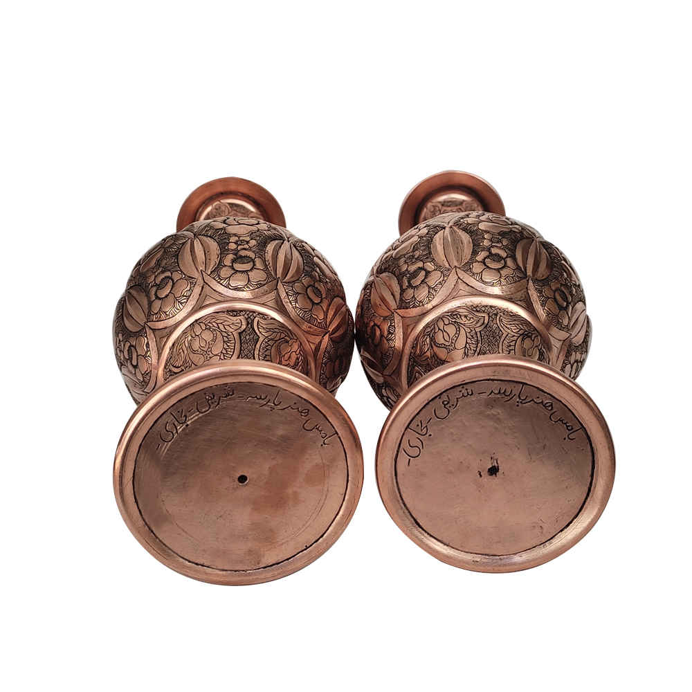 Decorative Copper Bottle Handcrafted Persian Engraved Parseh (2x)