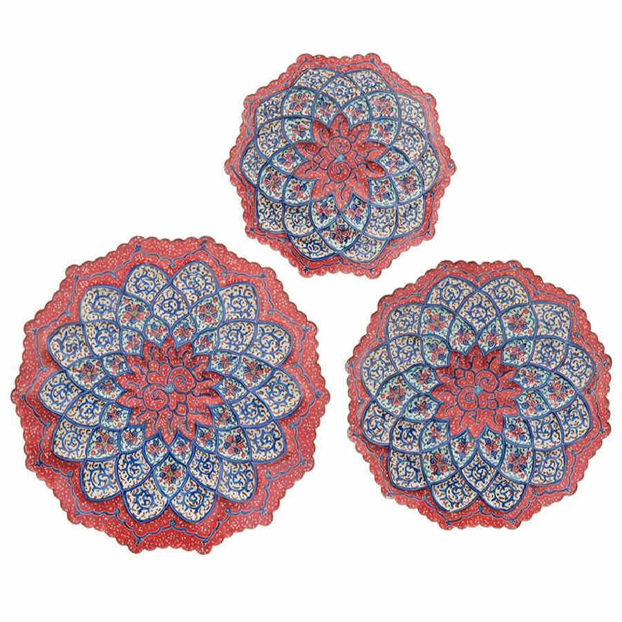 Decorative Copper Plate Hand-Painted with Persian Minakari Enamel Arghavan