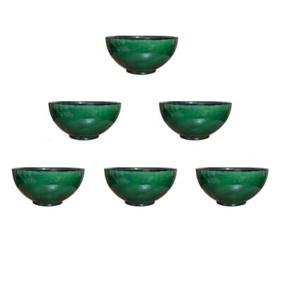 Pottery Dizi Bowl – For Abgoosht, Yogurt, Soup & Noodles | Green (Set of 6)