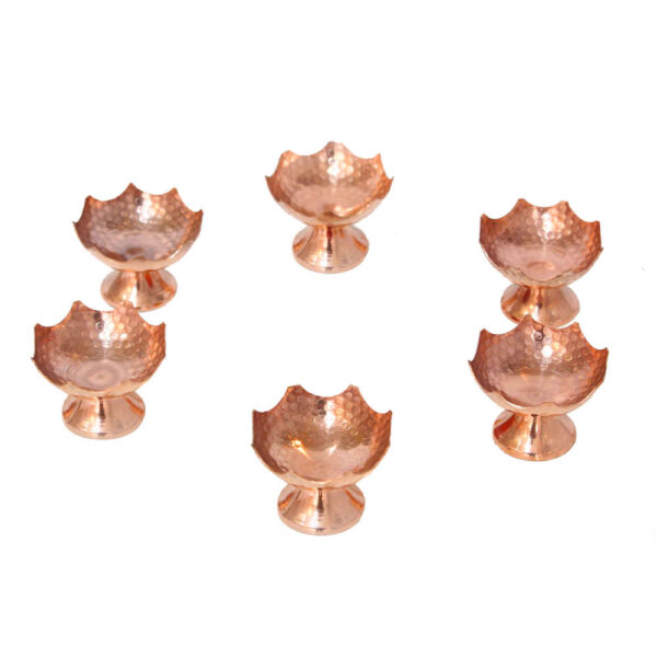 Set of 6 Traditionally Hammered Copper Dinnerware Bowls - Azar