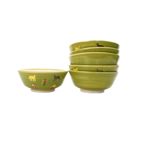 Set of 6 Persian Pottery Bowls Model Dasht