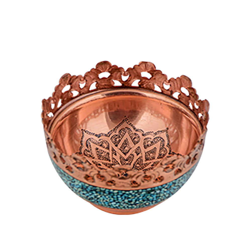 Decorative Bowl Persian Artisan-Crafted Turquoise Inlay Asil