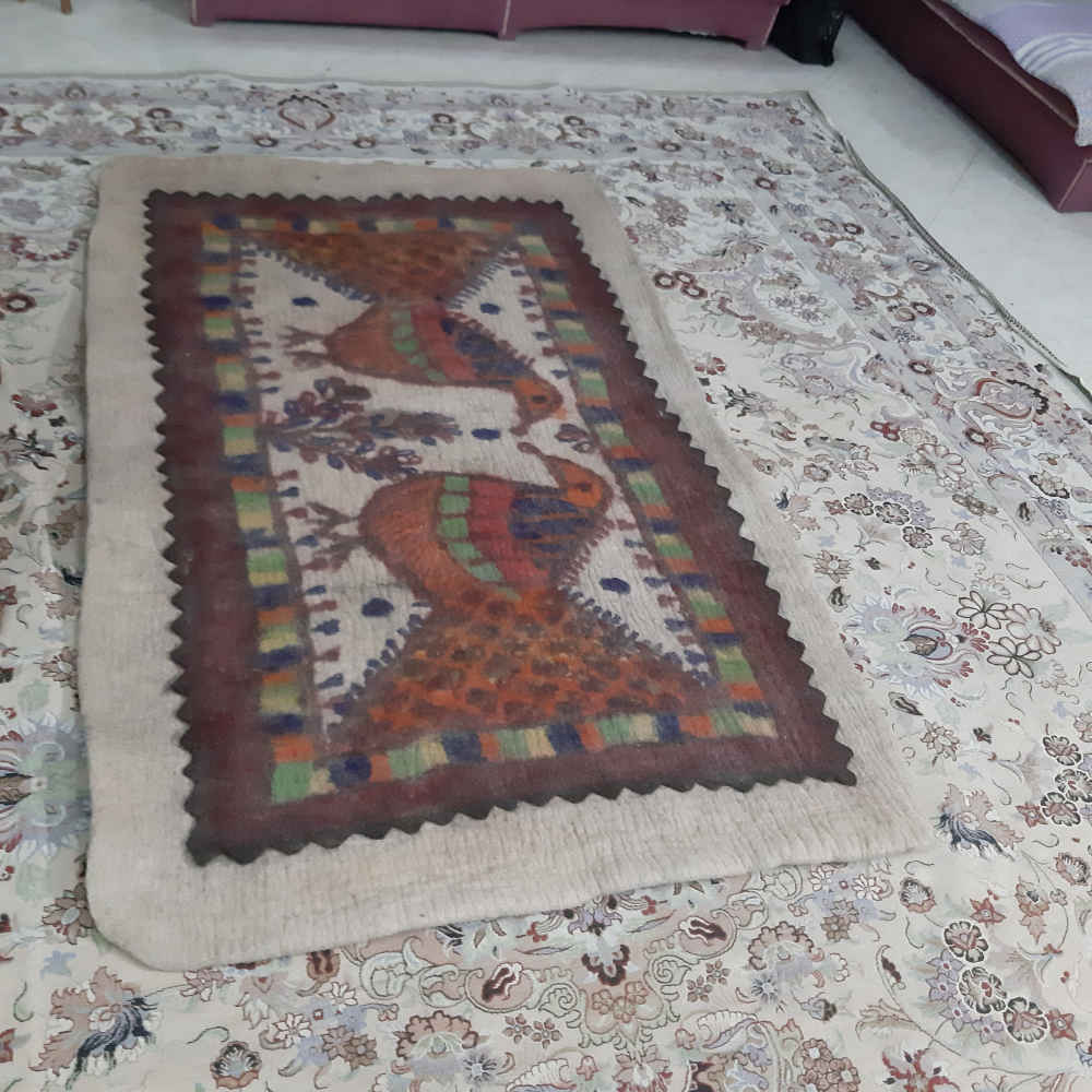 Persian Wool Felt Rug 100% Natural and Handmade Birds