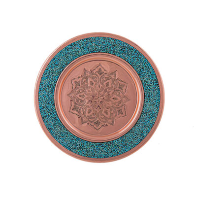 Iranian Turquoise Inlay Copper Plate Model Sahel