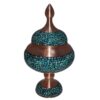 Handcrafted Persian Inlaid Turquoise Copper Sugar Bowl Footed