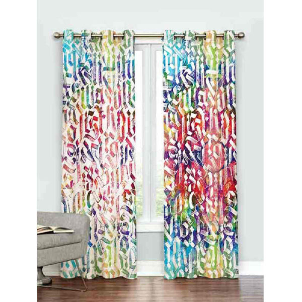 Printed Velvet Persian Eyelet Curtain – Abstract
