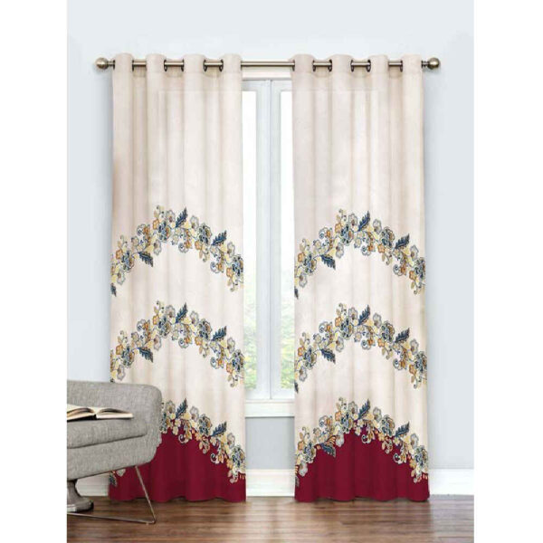 Printed Velvet Eyelet Curtain – Floral