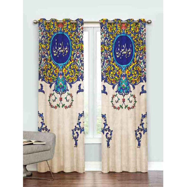 Printed Velvet Persian Eyelet Curtain – Calligraphy Jan o Jahan