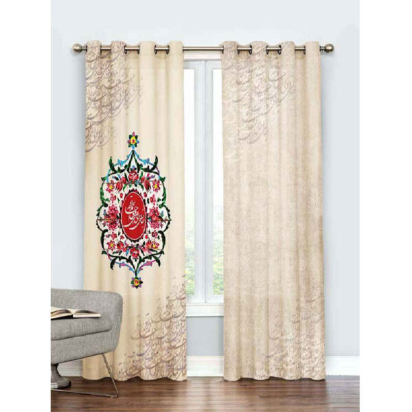Printed Velvet Persian Eyelet Curtain – Calligraphy Nastaligh