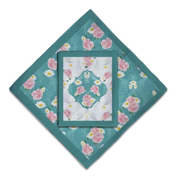 Travel Prayer Mat for Muslim Pocket Sized & Portable Sajada Blue Flowers