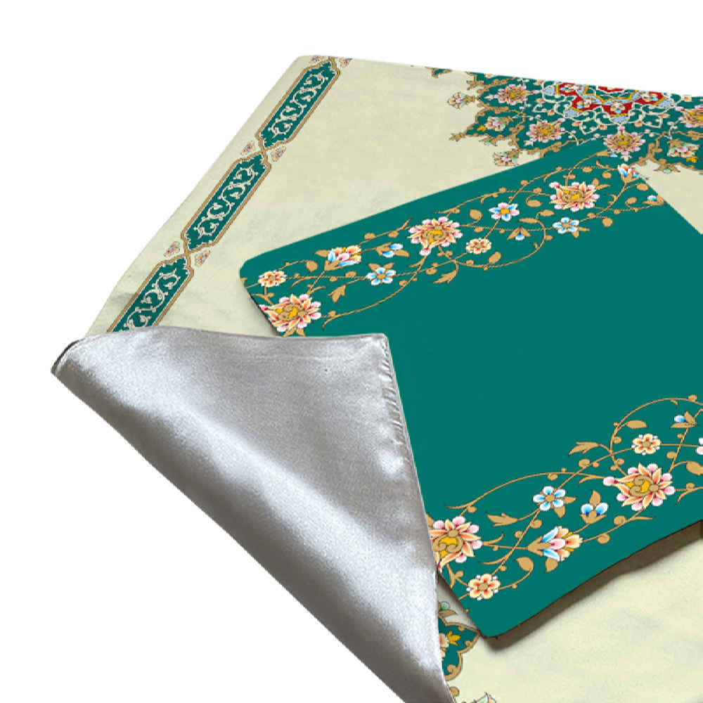 Islamic Prayer Mat Velvet Sajadah Lightweight with Eslimi Design