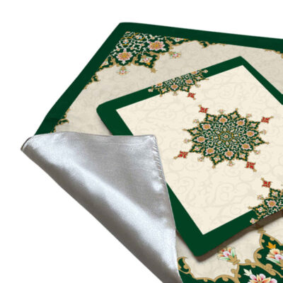 Islamic Prayer Mat Velvet Sajadah Lightweight Green Eslimi Design