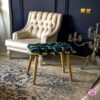 Modern Knitted Legged Footstool Blue Color