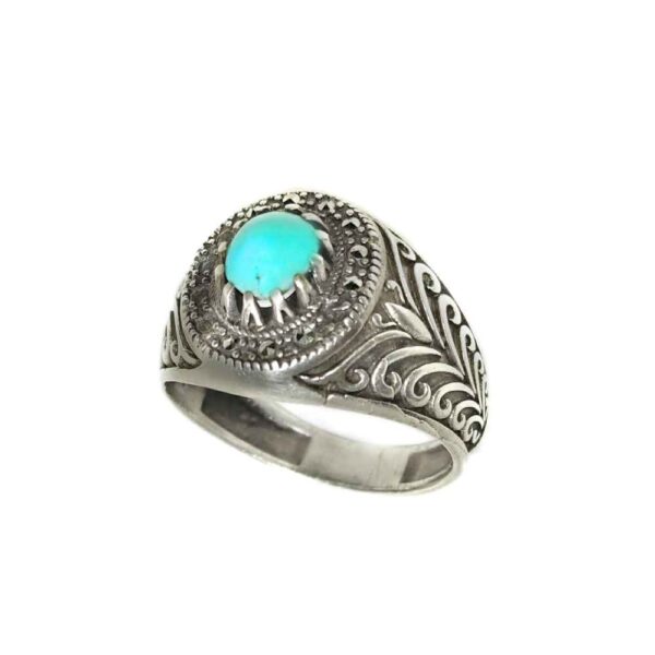 Persian Silver Ring with Neyshabur Turquoise Farima Mehran