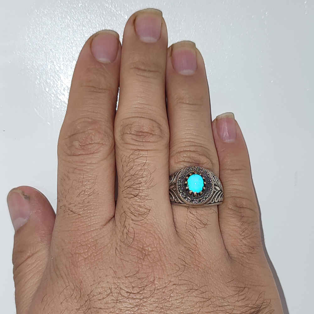 Persian Silver Ring with Neyshabur Turquoise Farima Mehran
