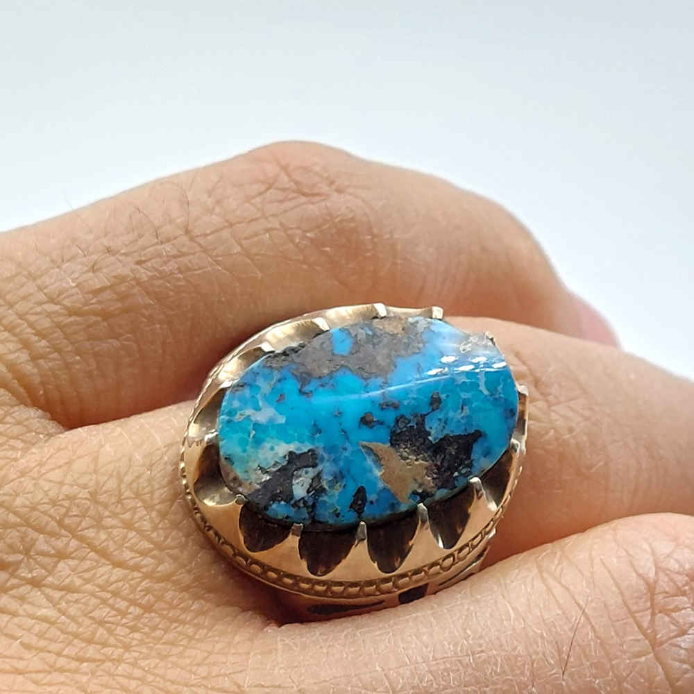 Persian Silver Ring with Neyshabur Turquoise Farima Farzad