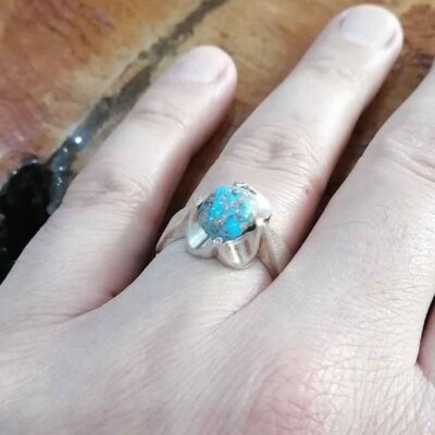 Persian Silver Ring with Neyshabur Turquoise Farima Javid