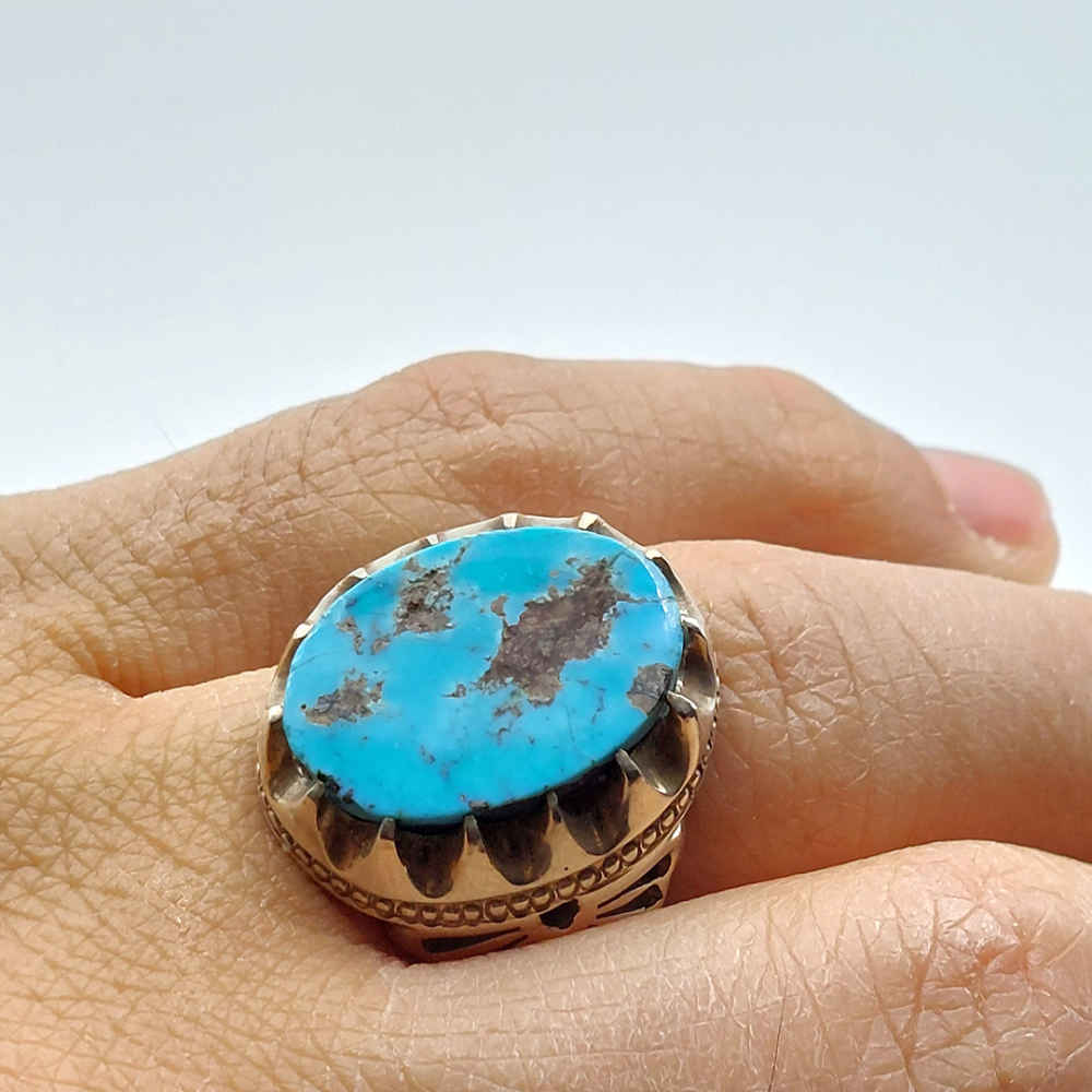 Persian Silver Ring with Neyshabur Turquoise Farima Tavakoli