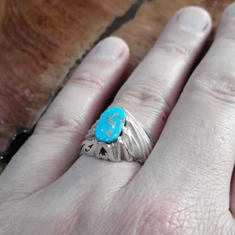 Persian Silver Ring with Neyshabur Turquoise Farima Vafa