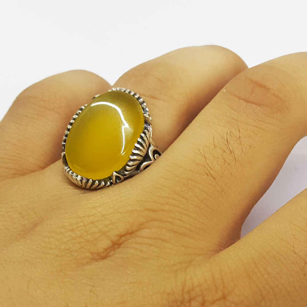 Persian Agate Silver Ring for Men Elegance Mahtab